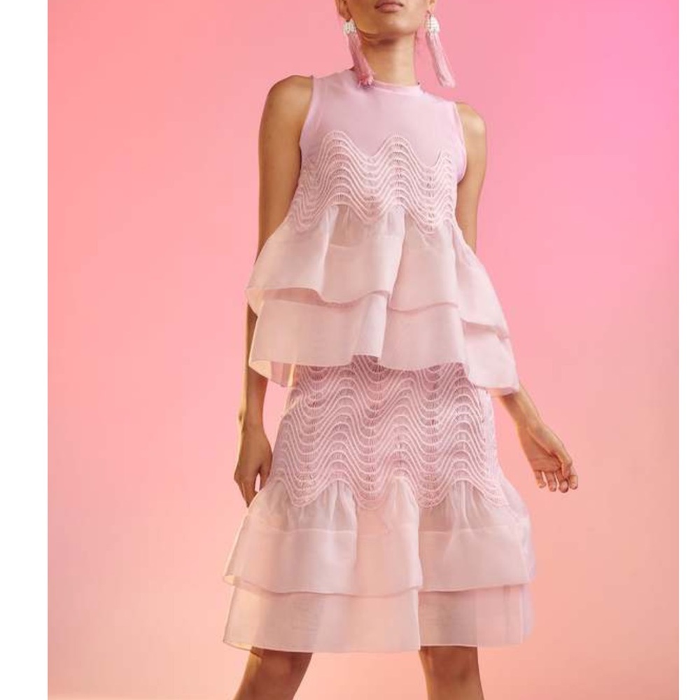 Cynthia Rowley Organza Set Top Size M Skirt Size 4 Women Wedding Guest Tiered
